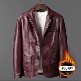 Men's Jackets leather jacket men fashion Autumn Winter Plus velvet thickening men's coat Business Slim quality Brand motorcycle 230812