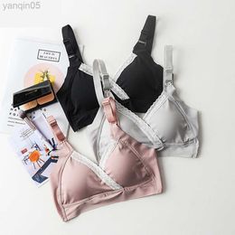 Maternity Intimates Breast Feeding Bra Without Steel Ring Gathered Cotton Pregnant Women's Underwear During Pregnancy Pure Cotton Comfortable Bra HKD230812