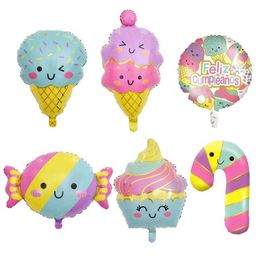 Decoration New candy dessert series cake ice cream cane shape aluminum film balloon children's birthday decoration game R230812