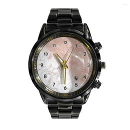 Wristwatches Business Calendar Steel Band Watch Men's Rose Gold Mandala Marble Texture Lotus Watches Quartz Fashion Wrist