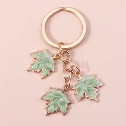 Keychains Lanyards New Fashion Maple Leaf Keychain Enamel Plant Key Rings for Women Men Handbag Pendants DIY Jewellery Crafts Accessories