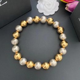 Chains Vintage Personality Gold And Silver Color Matching Round Ball Necklace Advanced Short Choker Fashion