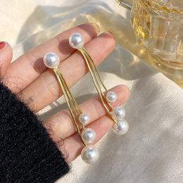 Dangle Earrings 2023 French Light Luxury Zircon Pearl Drop Earring For Women Exquisite Shiny Tassel Wedding Party Jewelry