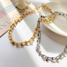 Chains Brass Chunky Linked Chain Necklaces Women Jewellery Punk Hiphop Designer Runway Simply Gown Boho Top Japan Korean INS