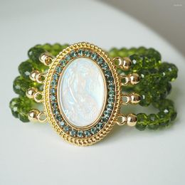 Link Bracelets Crystal Vintage Green Beaded Bracelet