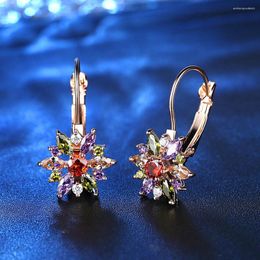 Stud Earrings Women Earring Charm Personality Color Party Fashion Design Colorful Flowers Zircon Accessories