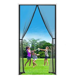 Sheer Curtains Magnetic Door Screen Custom Size Mosquito Net Curtain Fly Insect Automatic Closing Invisible Mesh For Kitchen indoor living room 230812
