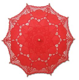 Colourful Cotton Bridal Parasol Handmade Battenburg Lace Embroidery Sun Umbrella Elegant Wedding Party Decoration Umbrella SN4205