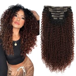 Caps Synthetic Clip In Hair Full Head Long 26140g Afro Kinky Curly Fake Pieces Clipon Blacke Brown hairpin For Women 230811