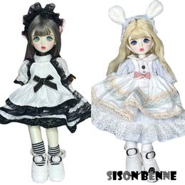 Dolls SISON BENNE 28cm Height Girl Doll Fashion with Handpainted Face Makeup Outfits Full Set Kids Toy 230811