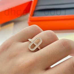 Band Rings Designer S925 Silver Full Diamond Pig Nose Ring for Female Minority Design, High Grade, Fashion, Personalized, Indexing Finger, Light Luxury, and Exquisite L2P