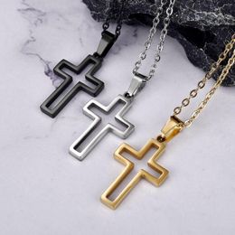 Pendant Necklaces Stainless Steel Cross Necklace For Men Vintage Prayer Jewelry Wedding Gift Faith Gifts