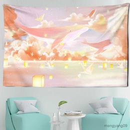 Tapestries Tapestry Aesthetics Sky Dolphin Tapestry Pink Purple Cloud Tapestry Bedroom Wall Home Decoration R230812