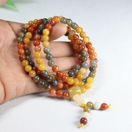 Strand Women Natural Colorful Bracelet Agate Round Jades Stone Beads Elastic Beaded 108 Multi-turn Bracelets Men Jewelry Accessories