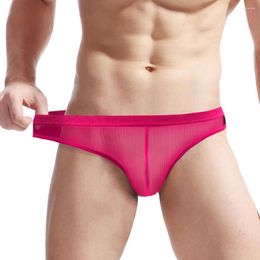 Underpants Mens Sexy G-String Seamless Underwear Ice Silk Thong Scrotum Bulge Panties Male Convex Pouch Briefs