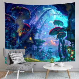 Tapestries Forest Castle Tapestry Fairytale Colourful Butterfly Wall Hanging Tapestry for Home Dorm Fantasy Decor