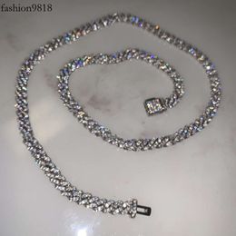 New Style Bling Fully Iced Out Vvs Moissanite Hip Hop Jewellery Cuban Necklace 6Mm Sterling Sier Cuban Link Chain Bracelet