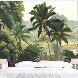 Tapestries Customizable Tropical Plant Printed Tapestry Wall Hanging Tree Home Bedroom Fabric Painting Background Wall Carpet