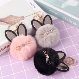 Keychains Lanyards Lovely Cat Fur Ball Charms Keychain Fashion Anime Kitten Pendant For Women Bag Ornaments Car Keyring Accessory For Girl Gifts