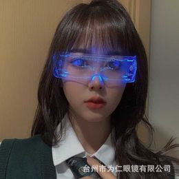 Glowing Colorful Future Technology Sense LED Internet Red Sparkling Bar Jumping Deer Taking Photos Dark Party Glasses