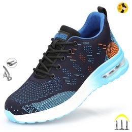 Boots Breathable Men Work Safety Shoes Steel Toe Cap Air Cushion Working Construction Indestructible Sneakers 230812