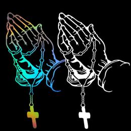 Colourful Car Prayer Gesture Laser Sticker God Jesus Christ Fashion Auto Body Styling Decoration Stickers Rear Windshield Decal R230812