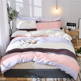 Bedding Sets 4 Pcs Set Cotton Bed Linens Stripe Eco-friendly Geometric And Flower Printed Duvet Cover