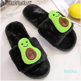 Fashion Women Avocado Slippers Home Plush Slippers Female Ladies Comfortable Soft Fur Indoor non-slip warm cotton slippers y387 X1020