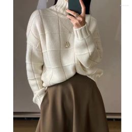 Women's Sweaters Winter Pure Wool Turtleneck Ladies Pullover Sweater Casual Loose Long-sleeved Knitted Coat Cashmere Home Style