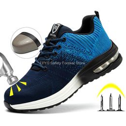 Boots Air Cushion Safety Shoes for Men Steel Toe Man AntiStab For Work Comfortable Breathable 230812