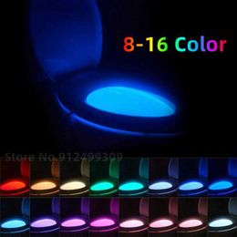 NEW PIR Motion Sensor Toilet Seat Night Light 8 16Colors Waterproof Backlight For Toilet Bowl LED Luminaria Lamp WC Toilet Light HKD230812