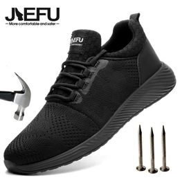 Safety Shoes JIEFU Lightweight Safety Shoes for Men Women Steel Toe Work Trainers Non-Slip Breathable Construction Sneakers 230812