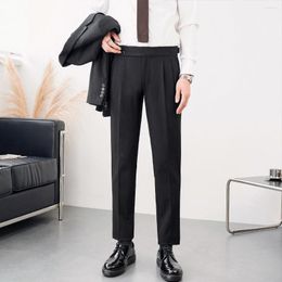 Men's Suits 2023Fit Vintage Casual Slim Business Ankle-length Fashion Cone Suit Pants Office Men Formal Trousers