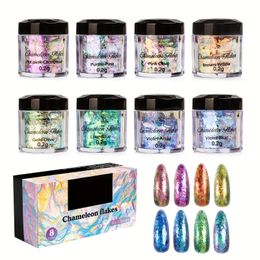 Resin Supplies-8 Color Intense Colorshift Pigment Powder For Resin Crafts/Tumblers, Chrome Powder Iridescent Eyeshadow Flakes For Nail Art/Paints/Soap Making