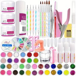 36 Colours Acrylic Nail Kit with Everything - Professional Liquid Brush, Glitter, French Tips, and Gel Extensions - Perfect for Beginners and Experts