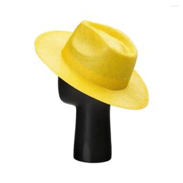 Berets 202303-hh5158A Summer Handmade Natural Fine Sisal Linen Solid Fedoras Cap Men Women Panama Jazz Hat
