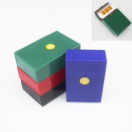 Cigarettfodral Holder Box Plast Portable Cigar Boxes Pocket Cigaretter Håller Lagring Container Tryck Automatisk öppen 20 kapacitet Vattentäta kvinnor Män HW0077