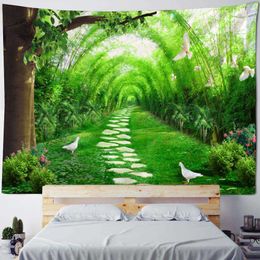 Tapestries Bamboo tapestry natural landscape 3d printing wall hanging home decoration aesthetics room art wall decoration blanket