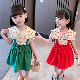 Clothing Sets Summer Clothes Girls Floral Pattern Girls Clothing Tshirt Dress Costume For Girl Toddler Children Clothes