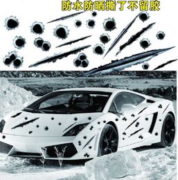 1Pcs Fake Bullet Hole 3D Creative Personalised Gun Shots Funny Car Helmet Automotive Interior Stickers R230812