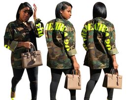 Women's Jackets Green Camouflage Long Sleeve Camo Streetwear Coat femme 230811