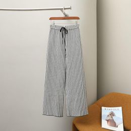 Women's Pants 2023 Women High Waist Knitted Striped Long Stright Style Fashion Trousers Autumn Winter Warm Clothes