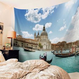 Tapestries Church Seaside Boat Tapestry Wall Hanging Home Decor Tapestries Wall Cloth Bedroom Wall Decoration