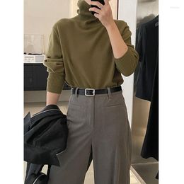 Women's Sweaters Soft Woollen Sweater 2023 Design High Neck Skin Friendly Knitted Wool Tops Turtleneck Solid Colour Warm Underwear 3320