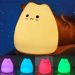 7 Colours Cute Cat Light Bear Lamp Elf Nightlights Touch Sensor Led Cartoon Decor Bedroom Christmas Gift for Kids Nursery HKD230812