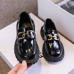 Sneakers Baby Girl Shoes Autumn Black Loafers Princess Boys Toddler Metal Kids Fashion Casual PU School for Girls 230811