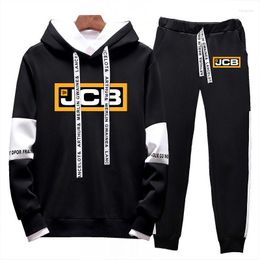 Men's Tracksuits Excavator Jcb Men Brand Sweatshirt Set Hoodie Sweatpant Tracksuit 2 Pcs Outfit Jogger Sport Suit Male Pullover Streetwear