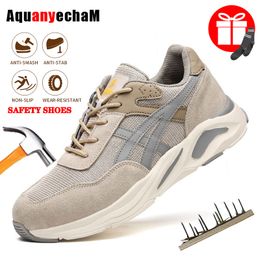 Safety Shoes Men Women Work Boots Indestructible Safety Shoes Men Steel Toe Shoes Puncture-Proof Work Sneakers Adult Work Mesh Shoes 230811
