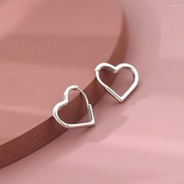 Hoop Earrings Korean Sweet Drop Sterling Silver Women Girls Fashion Heart Metal Round Geometric Earring Trendy Jewellery 2023