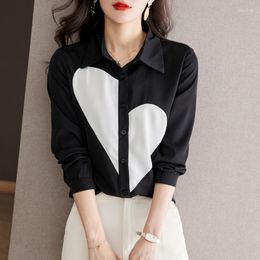 Women's Blouses Korean Fashion Ladies Black Shirts Blouse Casual Women Tops Female Woman Button Up Shirt Girls Long Sleeve Py823